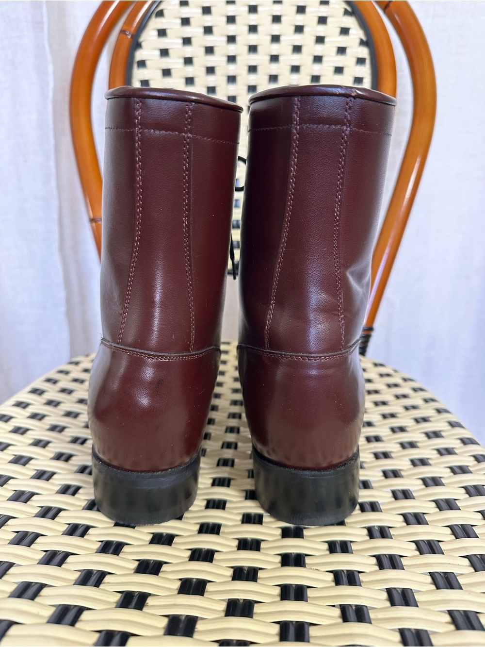 90s Women’s Diamond J Justin Burgundy Leather Lace-Up Boots - Picture 3 of 5